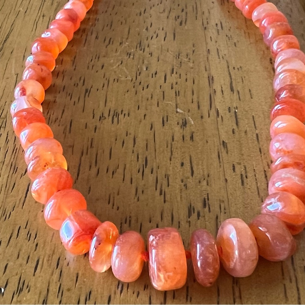 Vintage, orange Carnelian agate bead necklace - Picture 4 of 5